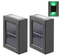 CALIDAKA 2 Pack LED Solar Wall Lights, Up and Down Outdoor Security Wall Lights, IP65 Waterproof Outdoor Solar Lights, LED Solar Wall Fence Lights