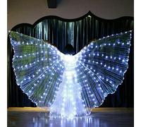 CALIDAKA Led Isis Wings,Led Belly Dance Wings,Belly Dance Led Isis Wings,Led Butterfly Wings,Led Glow Angel Wings with Telescopic Stick for Carnival,Stage,Halloween Christmas Party(White)