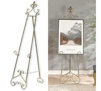 CaliDecor 60” H Vintage Easel Stand for Sign, Large Adjustable Metal Display Standing for Displaying Pictures Wedding Poster Holder Showcasing with Chain Support