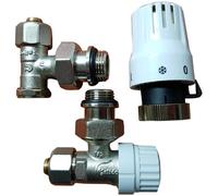 Calido Angled Thermostatic Standard Radiator Brass Valve Set 1/2 Inch X Pex 16mm