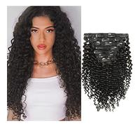 Caliee Clip in Hair Extensions 18 Inch 3B 3C Curly Double Weft Natural Black #1B Real Hair 120g Full Head for Black Women with 7pcs 17clips per pack