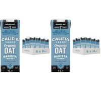 Califia Farms Organic Oat Barista Blend - Lactose Free, Dairy Free, No Added Sugar, Vegan, Plant Based Drink (6 x 1L) (Pack of 2)