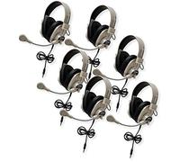 Califone 3066AVT Deluxe Multimedia Stereo Headset with to Go Plug, Rugged ABS Plastic Headstrap with Comfort Sling, Fully Adjustable Headband, Pack of 6