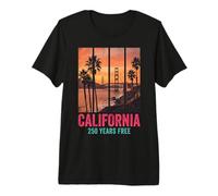 California 250 Years Free Golden Gate Retro Sunset Premium T-Shirt