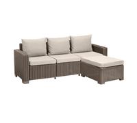 Keter California 4 Seater Cappuccino Chaise Longue Set - Brown - Wilko