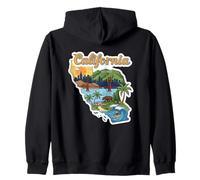 California Adventure Retro Illustration Golden Gate Bridge Zip Hoodie