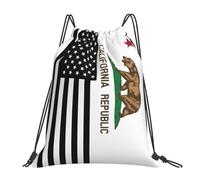 California America Flags Women Men Drawstring Backpack Large Drawstring Bag Durable String Backpack For Swim Holidays Travel