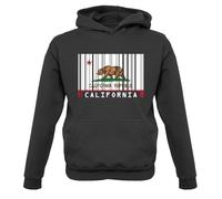 California Barcode Style Flag - Childrens/Kids Pullover Hoodie - Jet Black - 9-11 Years