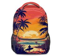 California Beach Sunset Print Backpack Unisex Retro Surfing Coconut Tree Daypack Casual Travel Beach Bag (print 1)