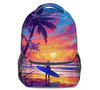California Beach Sunset Print Backpack Unisex Retro Surfing Coconut Tree Daypack Casual Travel Beach Bag (print 3)