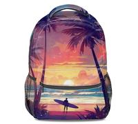 California Beach Sunset Print Backpack Unisex Retro Surfing Coconut Tree Daypack Casual Travel Beach Bag (print 4)