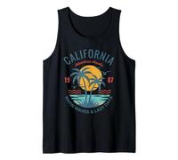 California Beach Vibes Warm Waves & Lazy Days Vintage Sunset Tank Top
