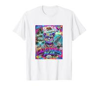 California Bear Graffiti Art Streetwear Urban Cali Flag Value Graphic T-Shirt, Men, White, M