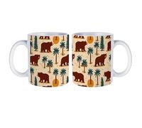 California Bear Pattern Novelty Coffee Mug with Handle Ceramic Tea Cup Mugs for Home Office 11 Oz