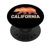 California Bear Sunset Mountain Silhouette Vintage Nature PopSockets Adhesive PopGrip