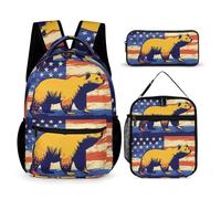California Bear U.S. Flag Casual 3pcs Backpack Sets