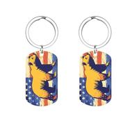 California Bear U.S. Flag Custom Keychains for Men Women Funny Key Chain Accessory Backpack Purse Bag Charms Gifts