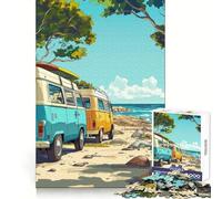 California Campers Beach 1000 Pieces Jigsaw Puzzles for Adults Logic Ability Easy Relaxation Secure Join Lovely Gift (38x52cm)