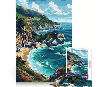 California Coast Pixel Art for Adults 1000 Piece Jigsaw Puzzle Thought Skill Slow Leisure Accurate Edges Perfect Present (50x75cm)