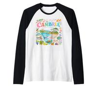 California Coastal Landmarks Nature Collage Design Raglan Baseball Tee