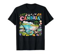 California Coastal Landmarks Nature Collage Design Value Graphic T-Shirt, Men, Black, XL