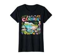 California Coastal Landmarks Nature Collage Design Value Graphic T-Shirt, Women, Black, L