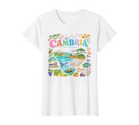 California Coastal Landmarks Nature Collage Design Value Graphic T-Shirt, Women, White, M