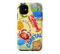 California Coastal Seafood Collage Retro Beach Food Art Case for iPhone 11