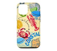 California Coastal Seafood Collage Retro Beach Food Art Case for iPhone 12/12 Pro