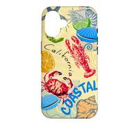California Coastal Seafood Collage Retro Beach Food Art Case for iPhone 16