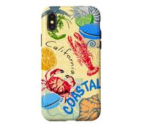 California Coastal Seafood Collage Retro Beach Food Art Case for iPhone X/XS