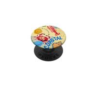 California Coastal Seafood Collage Retro Beach Food Art PopSockets Adhesive PopGrip
