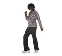 California Costumes 00984-Silver-Large GROOVY DISCO SHIRT 70s Adult-Sized Costume, Silver, Large