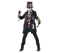 California Costumes 01401M Voodoo Dude Adult Costume, San Motif, Black, Red, White, M