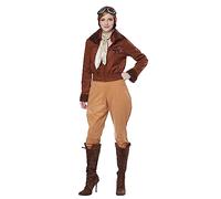 California Costumes 01524L Amelia Earhart - Aviator - Adult Costume Character Sized, Solid, Brown, Large