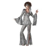 California Costumes 1113 Foxy Lady 70s Adult-Sized Costume, White,Black, Large 10-12,Medium 8-10,Small 6-8,X-Large 12-14