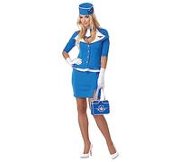 California Costumes 1209 Women's Retro Stewardess Adult, Blue, Medium Pilot Sized Costumes, Solid