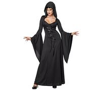 California Costumes 1338 Deluxe Hooded Robe Sexy Long Dress Generic Adult-Sized Costume, Black, S