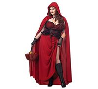Womens Plus Size Dark Red Riding Hood Costume Fairy Tale Halloween Fancy Dress