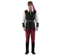 California Costumes 7 Pcs mens Cutthroat Pirate Costume Set with Bandana Eye Patch Shirt Pants Belt Wristguards Boots for Halloween Carnival Adult Cosplay Party (Black, M)