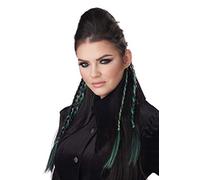 California Costumes Clip-In Braids (Green/Grey), Standard