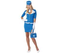 California Costumes Women's Retro Stewardess Adult, Blue, X-Large Sized Costumes, Multicolored
