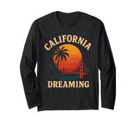 California Dreaming Golden Gate Bridge Sunset Palm Tree Long Sleeve T-Shirt