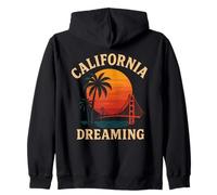 California Dreaming Golden Gate Bridge Sunset Palm Tree Zip Hoodie
