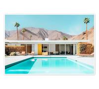 California Dreaming - Palm Springs Pool in the desert Poster by Philippe HUGONNARD 60 x 40 cm Blue Wall art Wall decor