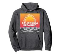 California Dreaming Sunset Beach Graphic Pullover Hoodie, Adult Unisex, Dark Heather Grey, XXL