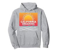 California Dreaming Sunset Beach Graphic Pullover Hoodie, Adult Unisex, Heather Grey, L