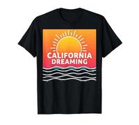 California Dreaming Sunset Beach Graphic T-Shirt, Men, Black, XXL