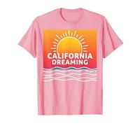 California Dreaming Sunset Beach Graphic T-Shirt, Men, Pink, L