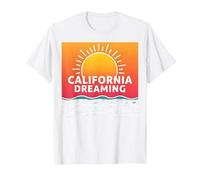California Dreaming Sunset Beach Graphic T-Shirt, Men, White, 4XL